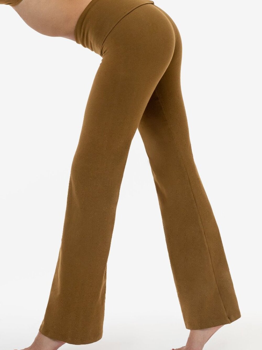 Los Angeles Apparel Garment Dye Flare Yoga Legging Cotton Size Small Brass